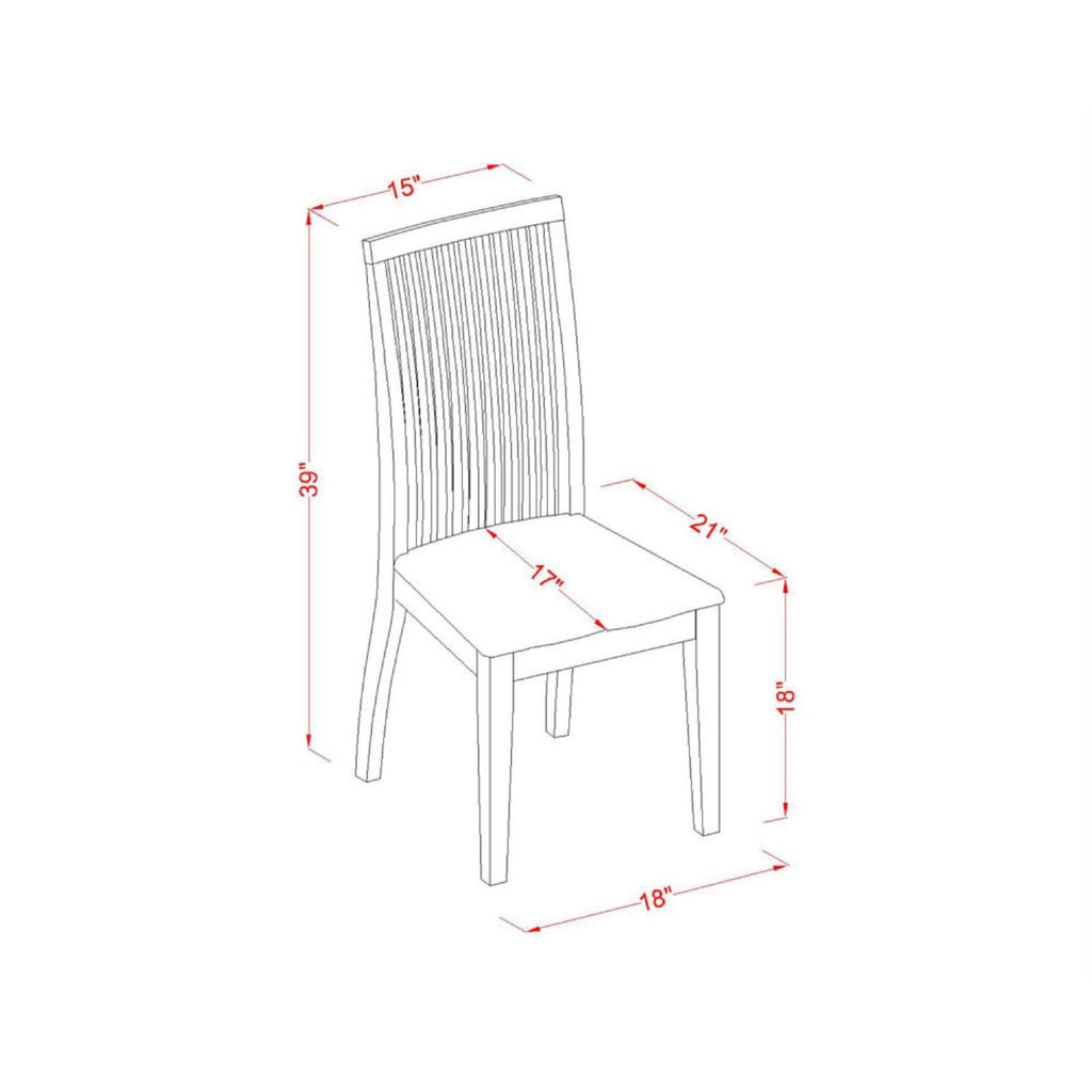 East West Furniture IPC-LWH-W Ipswich Dining Chairs - Slat Back Wood Seat Kitchen Chairs, Set of 2, Linen White