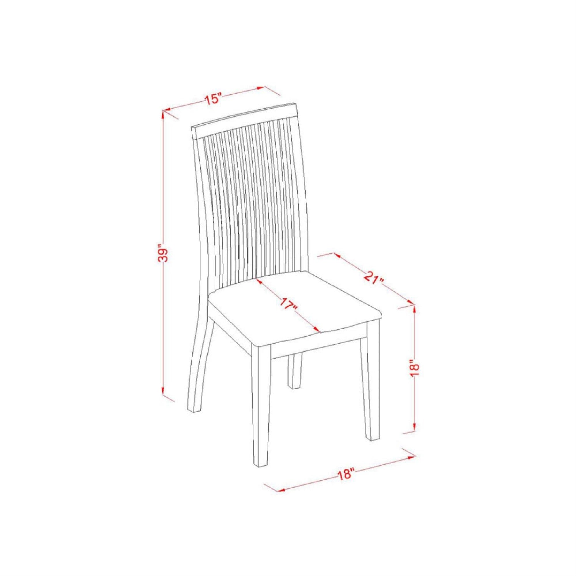 East West Furniture IPC-LWH-W Ipswich Dining Chairs - Slat Back Wood Seat Kitchen Chairs, Set of 2, Linen White
