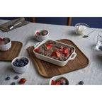 2 Piece Ceramic Stoneware Baking Dish Set in Ivory Cream Beige
