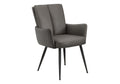 Dining Chair, 36 Height, Set Of 2, Upholstered, Side, Dining Room, Kitchen, Grey Leather Look, Black Metal, Contemporary, Mode