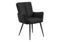Dining Chair, 36 Height, Set Of 2, Upholstered, Side, Dining Room, Kitchen, Black Leather Look, Black Metal, Contemporary, Mod