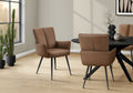 Dining Chair, 36 Height, Set Of 2, Upholstered, Side, Dining Room, Kitchen, Brown Leather Look, Black Metal, Contemporary, Moder