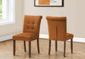 Dining Chair, 38 Height, Set Of 2, Upholstered, Dining Room, Side, Kitchen, Orange Fabric, Walnut Wood Legs, Modern