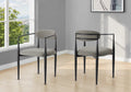 Dining Chair, 32 Height, Set Of 2, Upholstered, Side, Dining Room, Kitchen, Grey Fabric, Black Metal, Contemporary, Modern