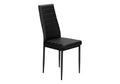 Dining Chair, 39 Height, Set Of 2, Side, Upholstered, Dining Room, Kitchen, Black Leather Look, Black Metal, Contemporary