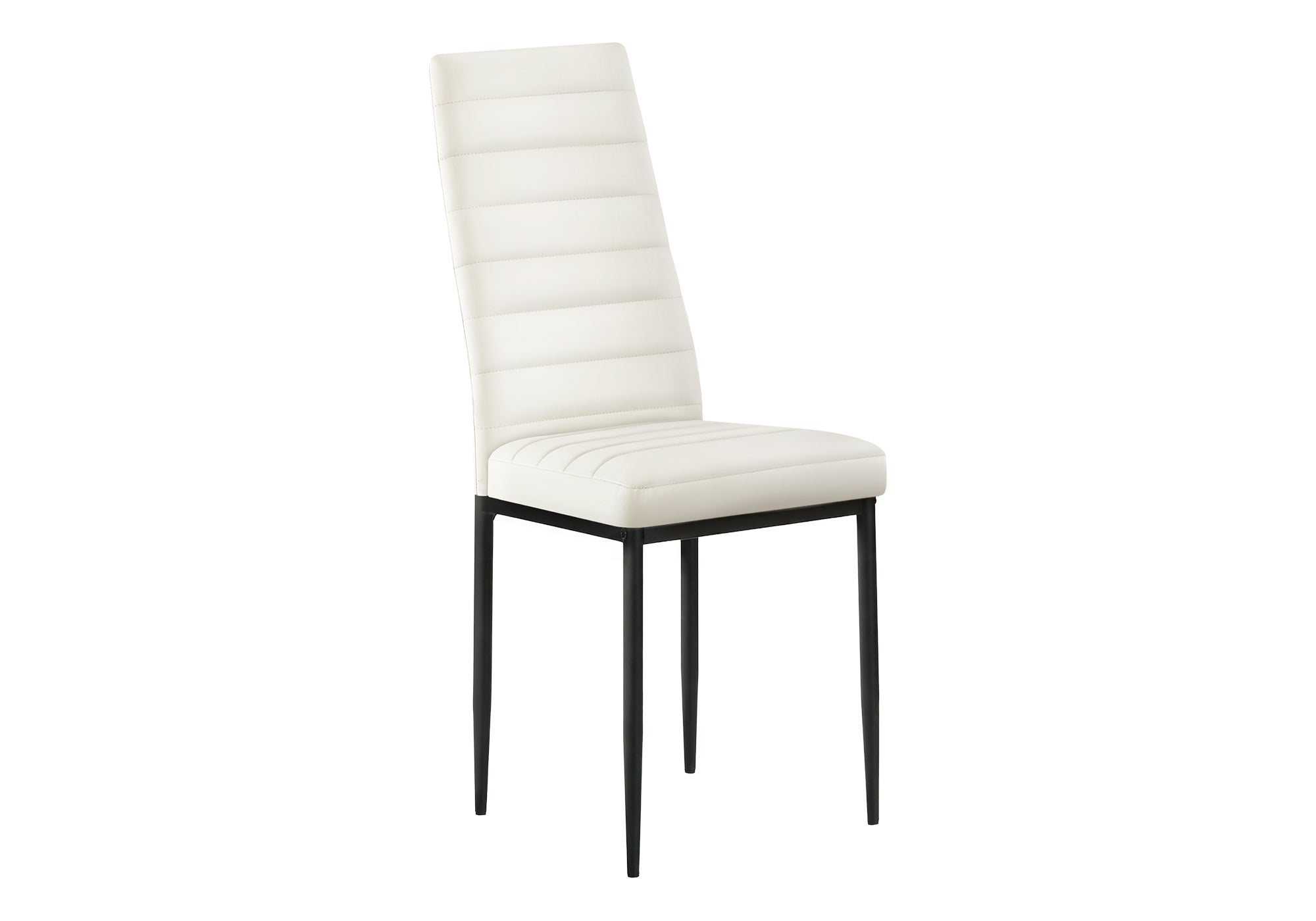 Dining Chair, 39 Height, Set Of 2, Side, Upholstered, Dining Room, Kitchen, White Leather Look, Black Metal, Contemporary