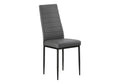 Dining Chair, 39 Height, Set Of 2, Side, Upholstered, Dining Room, Kitchen, Grey Leather Look, Black Metal, Contemporary