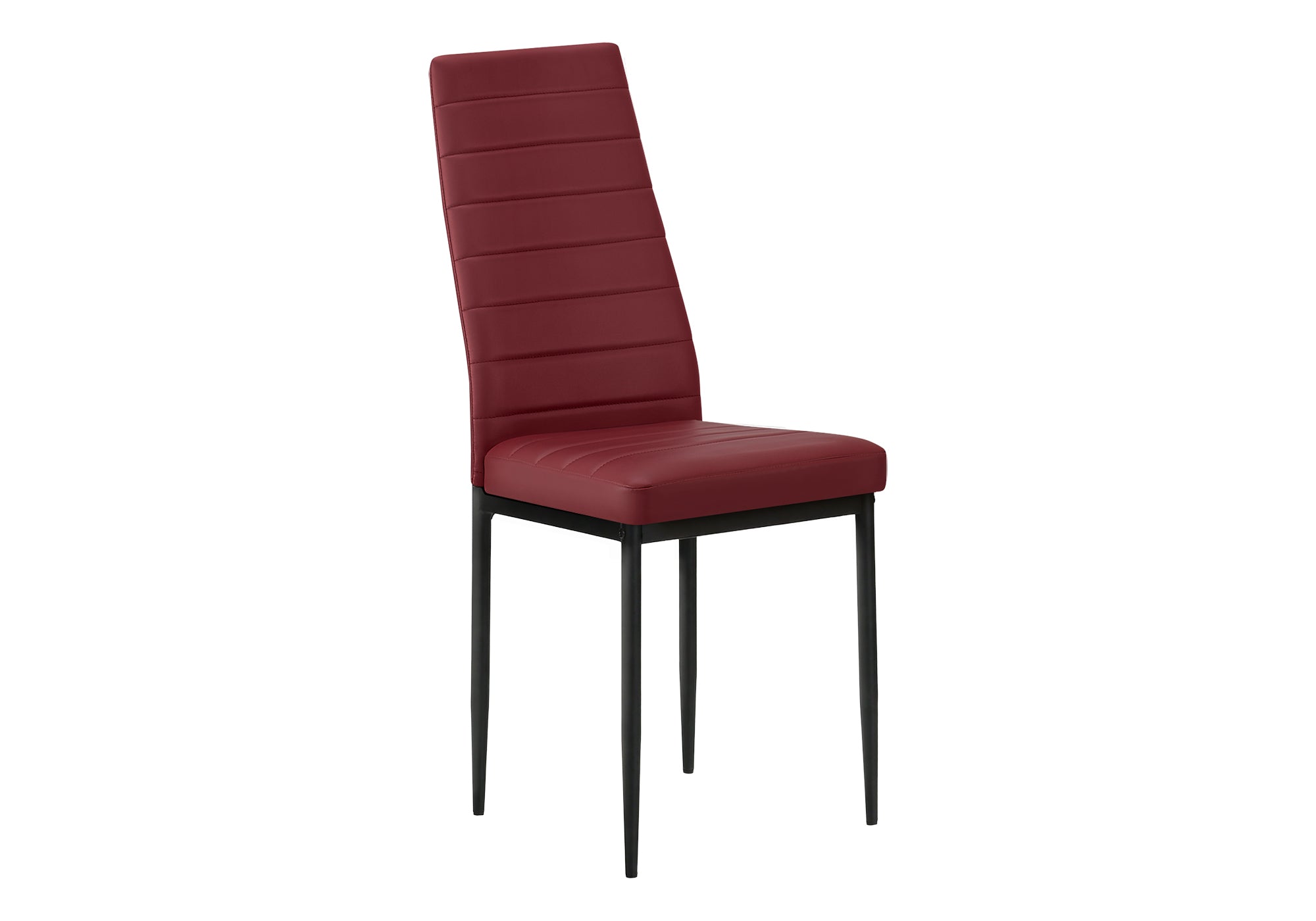 Dining Chair, 39 Height, Set Of 2, Side, Upholstered, Dining Room, Kitchen, Red Leather-look, Black Metal, Contemporary