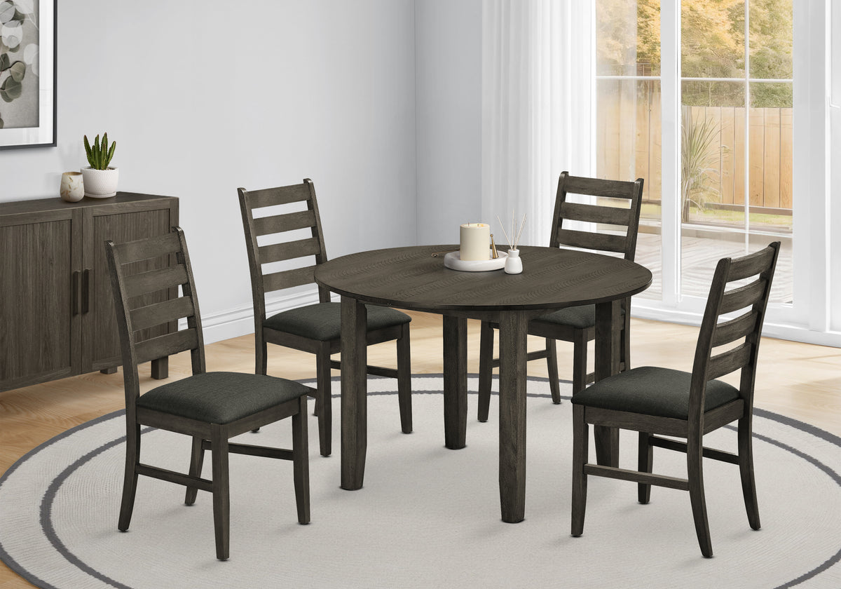 Dining Table, 48 Inch Round, Veneer Top, Dining Room, Kitchen, Grey Veneer, Transitional