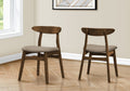 Dining Chair, 32 Height, Set Of 2, Side, Upholstered, Kitchen, Dining Room, Dark Walnut, Beige Fabric, Modern
