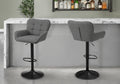 Barstool, Set Of 2, Adjustable, Swivel, Bar Height, Counter Height, Kitchen, Grey Fabric, Black Metal, Contemporary, Modern