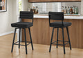 Barstool, 40 Height, Bar Height, Swivel, Set Of 2, Black Fabric, Black Metal, Contemporary, Modern