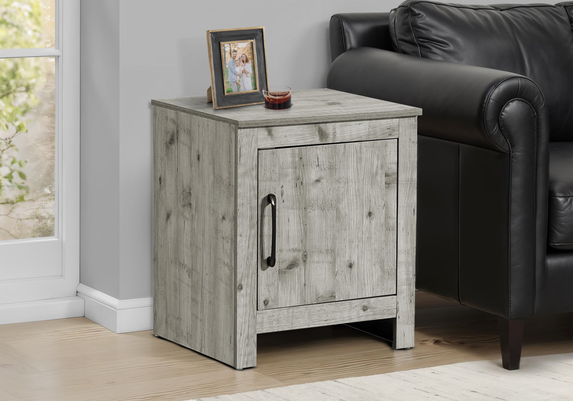 Accent Table, 22 H, End, Side Table, Storage, Side, Nightstand, Living Room, Bedroom, Rustique Grey Laminate, Transitional