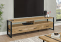 Tv Stand, 72 Inch, Console, Media Entertainment Center, Storage Drawers, Living Room, Mango Wood-look, Black Metal, Contemporary