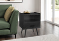 Accent Table, Side Table, End, Storage Drawer, Nightstand, Bedroom, Living Room, Black Laminate, Contemporary, Modern