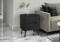 Accent Table, Side Table, End, Storage Drawer, Nightstand, Bedroom, Living Room, Black Laminate, Modern, Contemporary