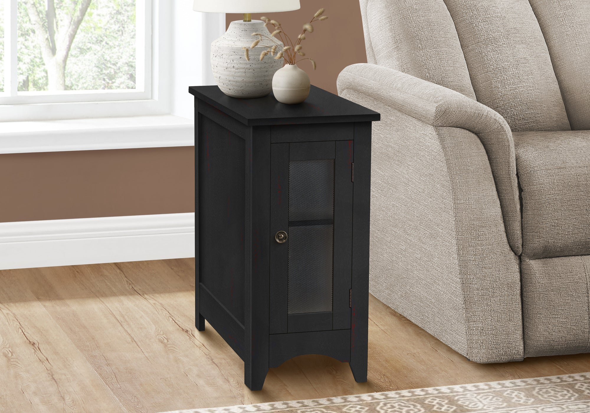 Accent Table, End, Side Table, Narrow, Nightstand, Bedroom, Lamp, Storage, Black Veneer, Transitional