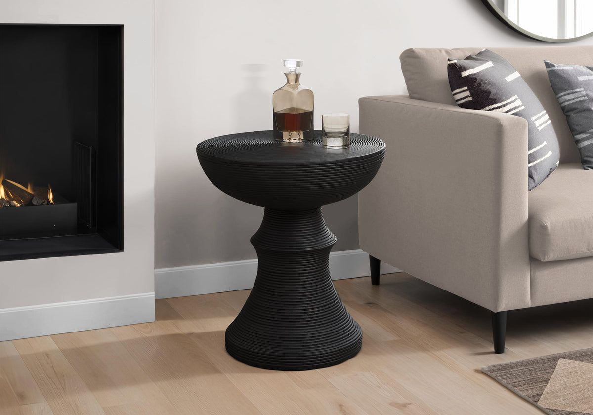 Accent Table, 25 InchH, Indoor Or Outdoor, Side Table, End, Bedroom, Living Room, Nightstand, Round, Black, Contemporary, Modern