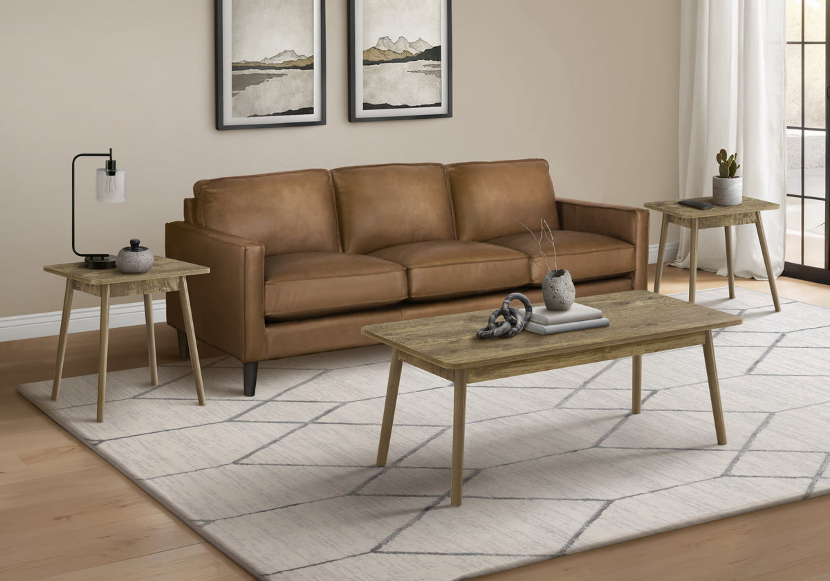 Table Set, 3pcs Set, Coffee, End, Side, Accent, Living Room, Light Brown Laminate, Mid Century, Modern