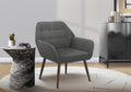 Accent Chair, 29H, Upholstered, Living Room, Light Grey Fabric, Walnut Metal Legs, Contemporary, Modern