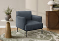 Accent Chair, 33 H, Upholstered, Living Room, Bedroom, Blue Fabric, Black Metal Legs, Contemporary, Modern