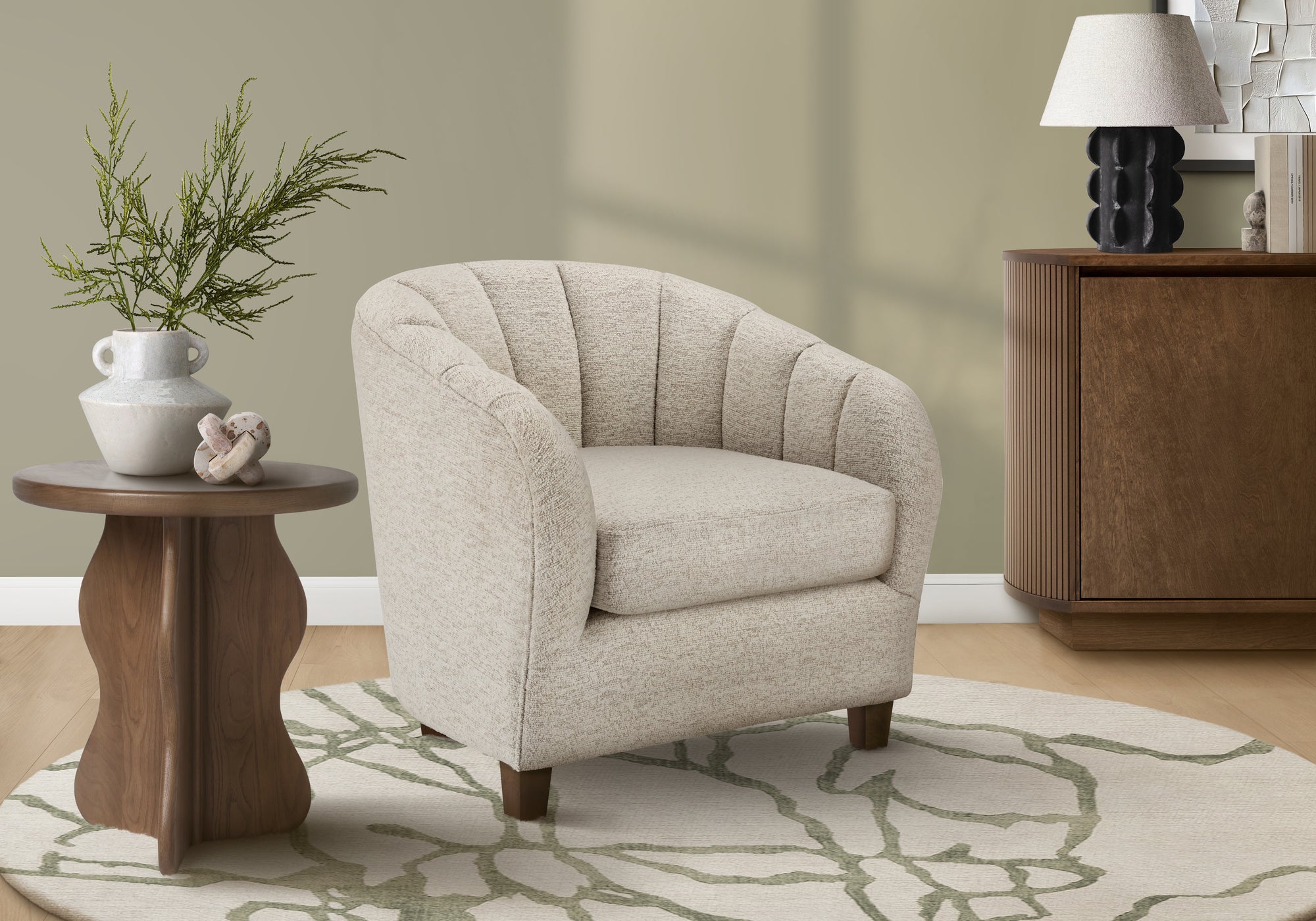 Accent Chair, 31H, Upholstered, Living Room, Bedroom, Cream Fabric, Contemporary, Modern, Transitional