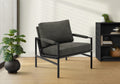 Accent Chair, 36H, Upholstered, Living Room, Bedroom, Dark Grey Fabric, Black Metal Legs, Contemporary, Modern