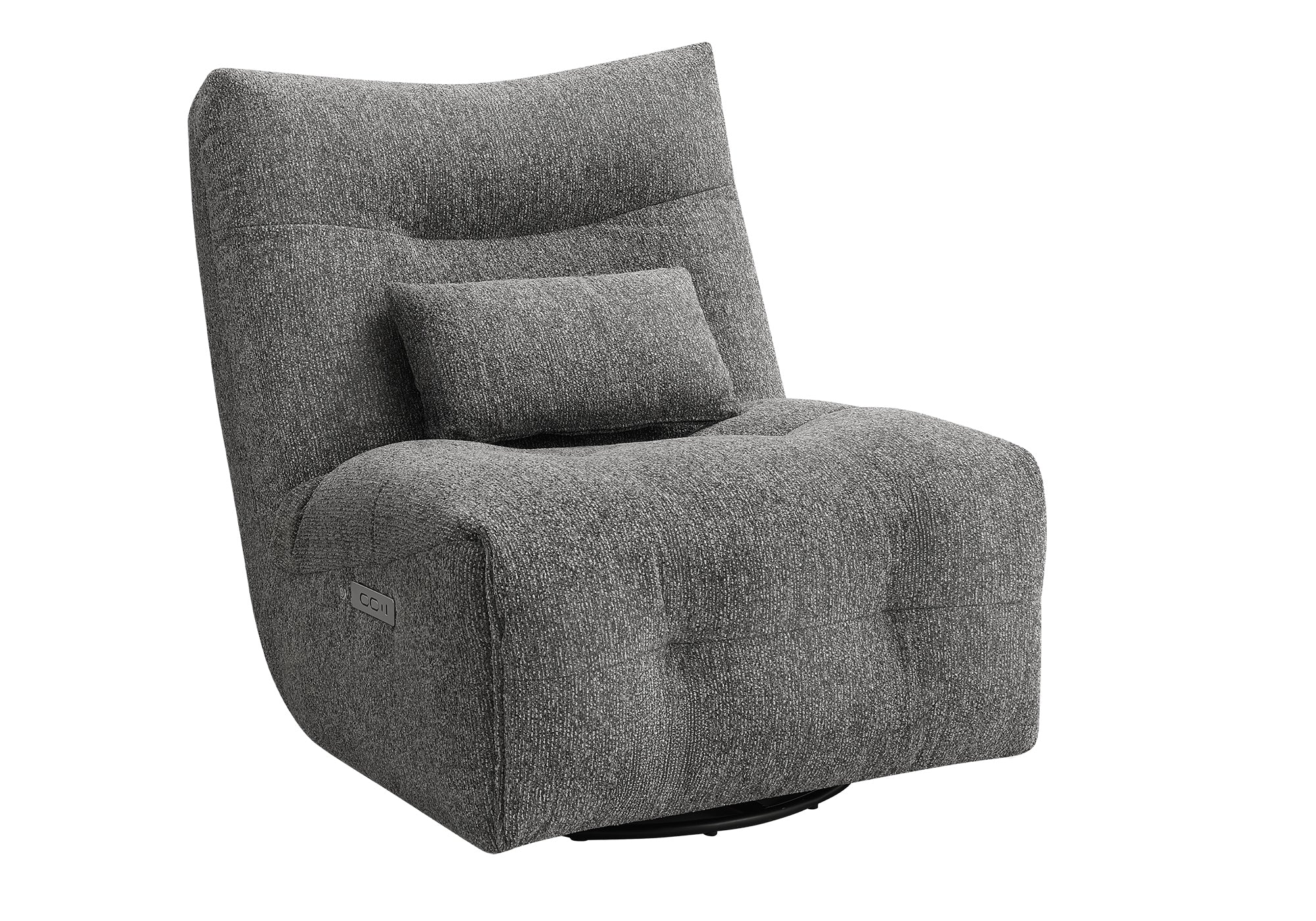 Reclining Chair, 35 Wide, Power Heat Massage, Power Recliner, Swivel, Glider, Upholstered, Dark Grey Fabric, Contemporary, Mod