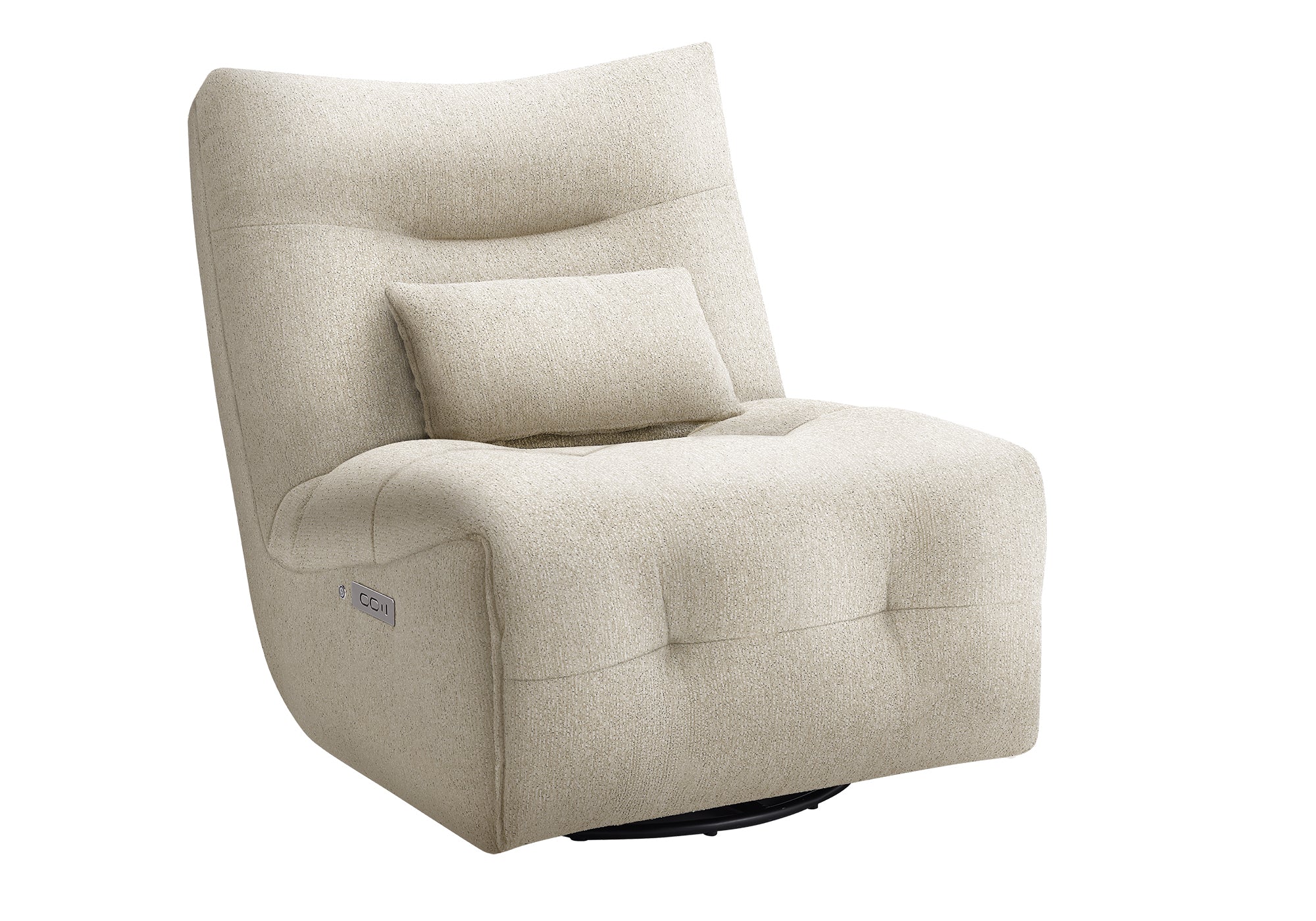 Reclining Chair, 35 Wide, Power Heat Massage, Power Recliner, Swivel, Glider, Upholstered, Beige Fabric, Contemporary, Modern
