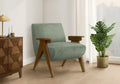 Accent Chair, 31H, Upholstered, Living Room, Bedroom, Green Fabric, Brown Walnut Solid Wood, Modern, Mid Century