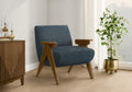 Accent Chair, 31H, Upholstered, Living Room, Bedroom, Blue Fabric, Brown Walnut Solid Wood, Modern, Mid Century