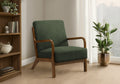 Accent Chair, 34H, Upholstered, Living Room, Bedroom, Green Fabric, Brown Walnut Solid Wood, Modern, Mid Century