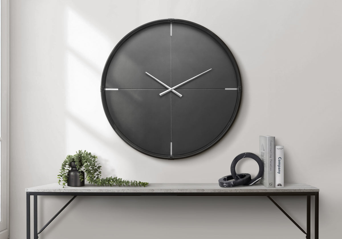 Clocks, 30 Inch Round, Large Oversized, Wall Clock, Black, Contemporary, Modern