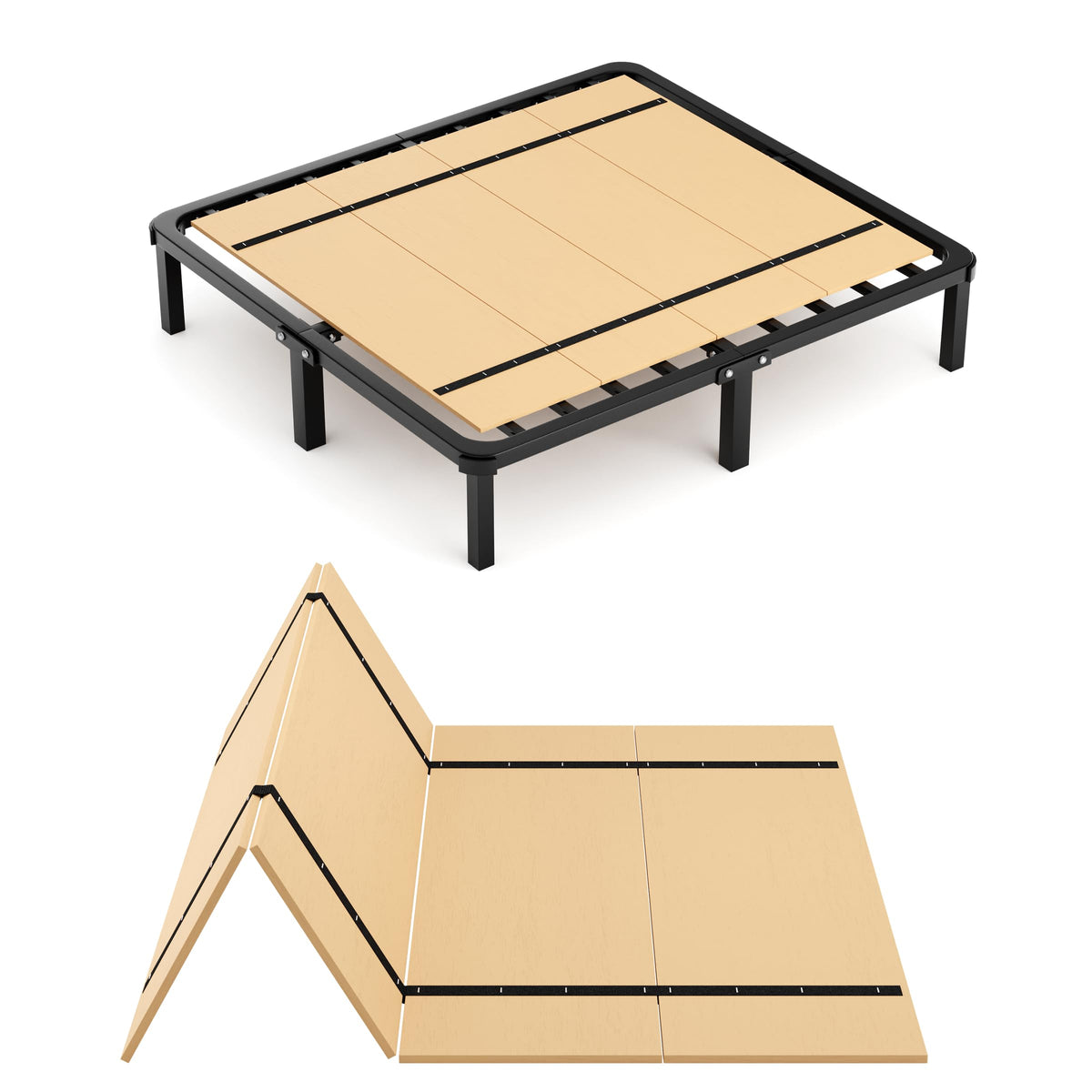 Imperius Foldable Box Spring Bunkie Board Bed Support Slats – Queen (80x57)