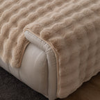 Thick Sofa Seat Pad Solid Color Faux Fur Fluffy Sofa Cushion Non-Slip Couch Covers