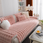 Thick Sofa Seat Pad Solid Color Faux Fur Fluffy Sofa Cushion Non-Slip Couch Covers