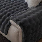 Thick Sofa Seat Pad Solid Color Faux Fur Fluffy Sofa Cushion Non-Slip Couch Covers