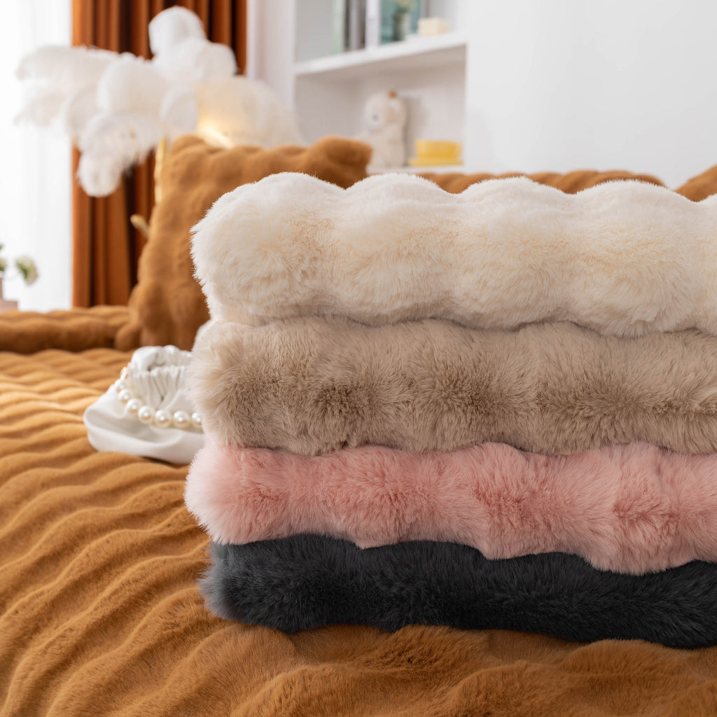 Thick Sofa Seat Pad Solid Color Faux Fur Fluffy Sofa Cushion Non-Slip Couch Covers