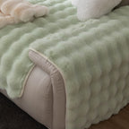 Thick Sofa Seat Pad Solid Color Faux Fur Fluffy Sofa Cushion Non-Slip Couch Covers