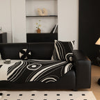 Abstract Art Sofa Cover with Wave Edge, Non Slip Couch Cover for Stylish Homes