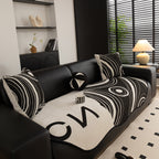 Abstract Art Sofa Cover with Wave Edge, Non Slip Couch Cover for Stylish Homes