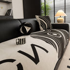 Abstract Art Sofa Cover with Wave Edge, Non Slip Couch Cover for Stylish Homes