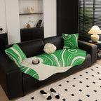 Abstract Art Sofa Cover with Wave Edge, Non Slip Couch Cover for Stylish Homes