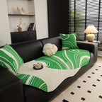 Abstract Art Sofa Cover with Wave Edge, Non Slip Couch Cover for Stylish Homes