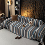 Cozy Decorative Throw Blanket for Couches, Boho Plush Woven Sofa Cover with Stripes