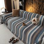 Cozy Decorative Throw Blanket for Couches, Boho Plush Woven Sofa Cover with Stripes