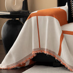 Modern Plaid Heavy Duty Sofa Throw Blanket, Boho Farmhouse Couch Cover with Tassel