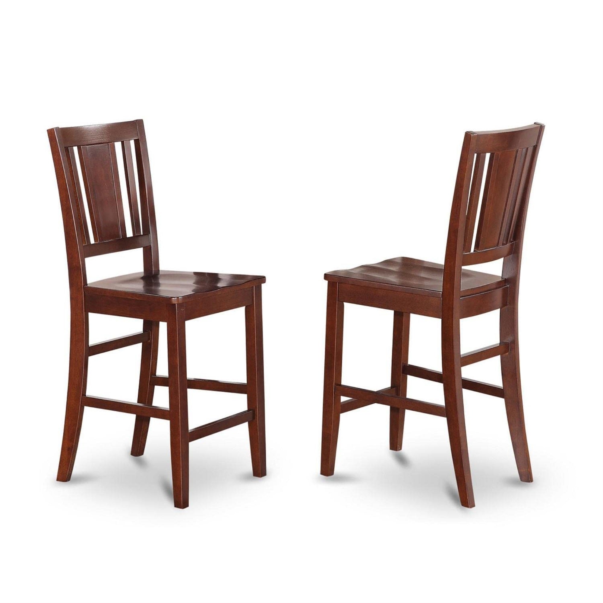 East West Furniture JABU3-MAH-W 3 Piece Counter Height Dining Table Set Contains a Round Kitchen Table with Pedestal and 2 Dining Chairs, 36x36 Inch, Mahogany