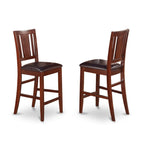 East West Furniture JABU5-MAH-LC 5 Piece Counter Height Dining Table Set Includes a Round Wooden Table with Pedestal and 4 Faux Leather Upholstered Chairs, 36x36 Inch, Mahogany
