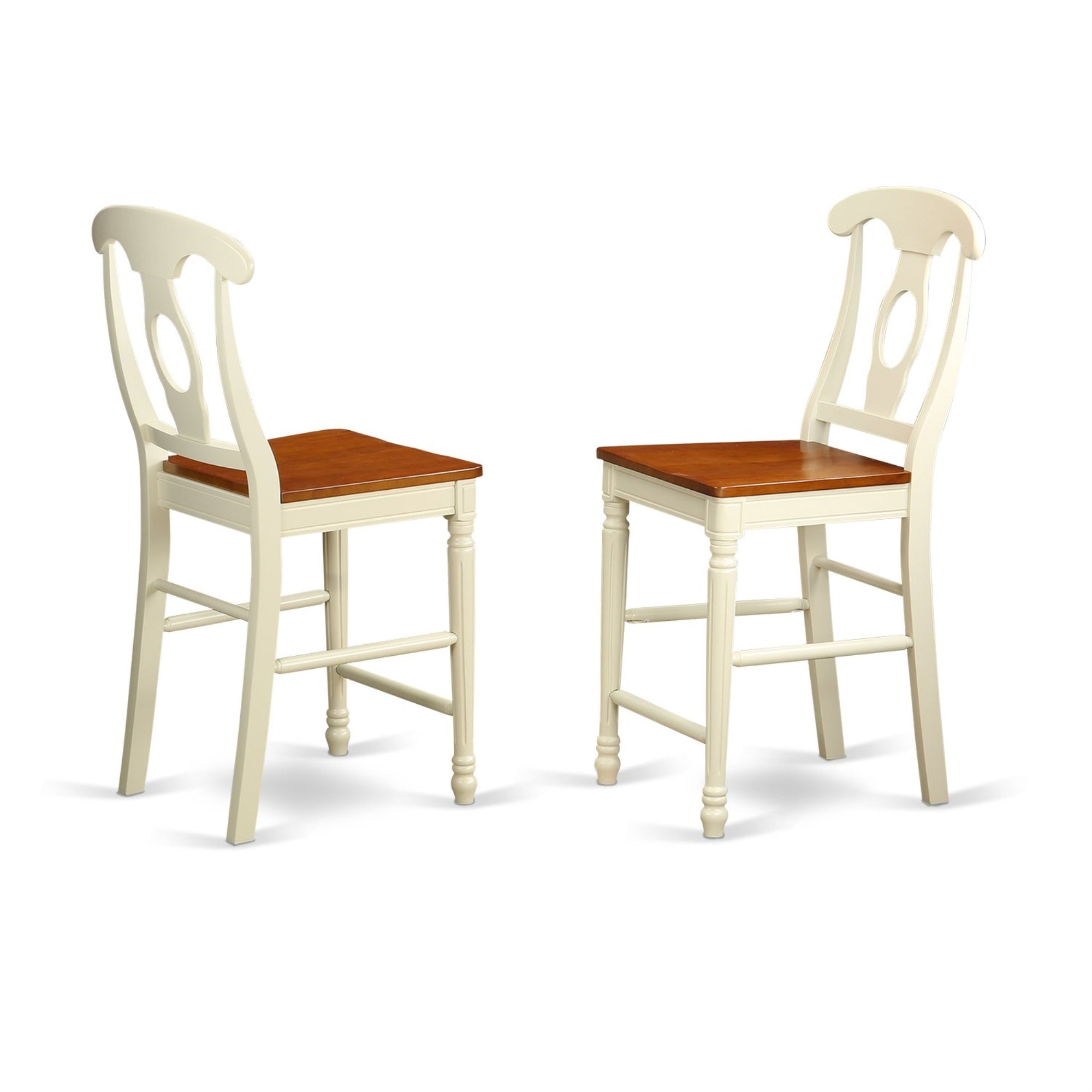 East West Furniture JAKE5-WHI-W 5 Piece Kitchen Counter Height Dining Table Set Includes a Round Wooden Table with Pedestal and 4 Dining Chairs, 36x36 Inch, Buttermilk & Cherry
